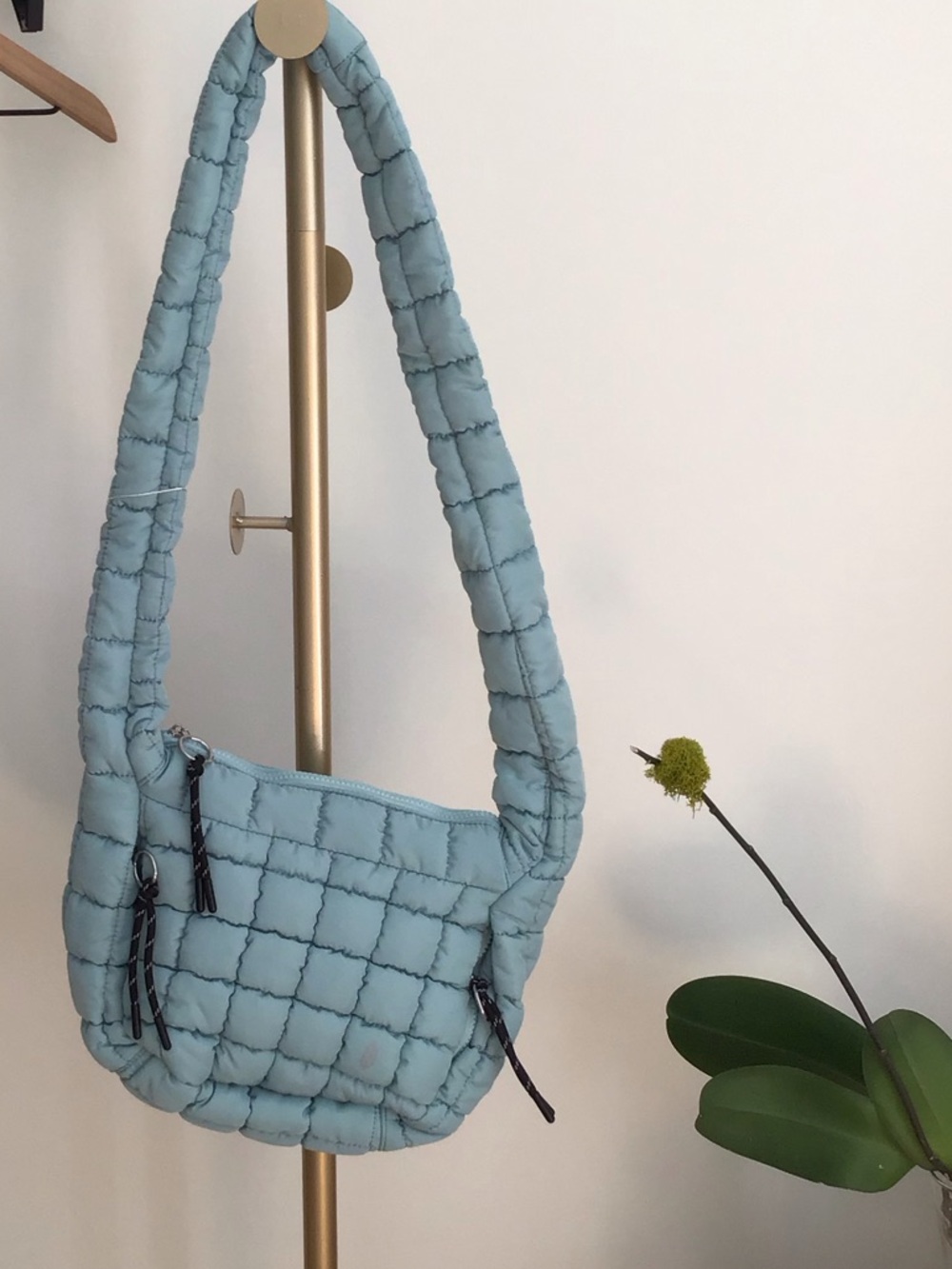Free People Quilted Baby Carryall Sling Bag Sterling Blue NWT